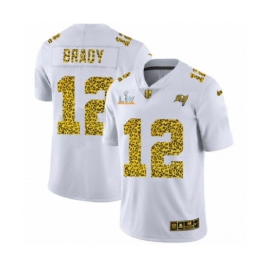 Youth Tampa Bay Buccaneers 12 Tom Brady White Leopard Super Bowl LV Jersey