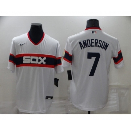 Men's Chicago White Sox 7 Tim Anderson White Pullover Stitched MLB Cool Base Nike Jersey