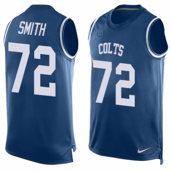 Men's Nike Indianapolis Colts 72 Braden Smith Limited Royal Blue Player Name & Number Tank Top NFL Jersey