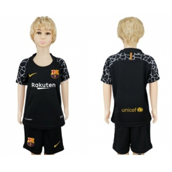 Barcelona Blank Black Goalkeeper Kid Soccer Club Jersey