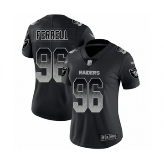 Women's Oakland Raiders 96 Clelin Ferrell Black Smoke Fashion Limited Football Jersey