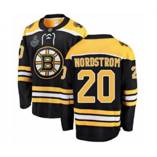Men's Boston Bruins 20 Joakim Nordstrom Authentic Black Home Fanatics Branded Breakaway 2019 Stanley Cup Final Bound Hockey Jersey