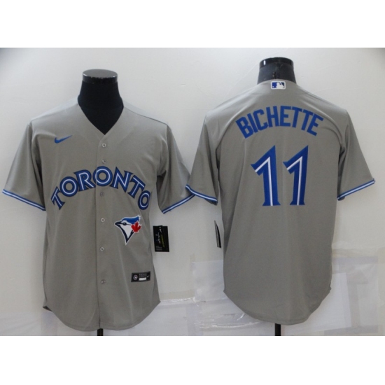 Men's Nike Toronto Blue Jays 11 Bo Bichette Gray Royal Alternate Stitched Baseball Jersey
