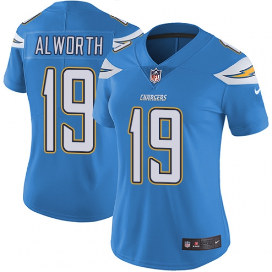 Women's Nike Los Angeles Chargers 19 Lance Alworth Electric Blue Alternate Vapor Untouchable Limited Player NFL Jersey