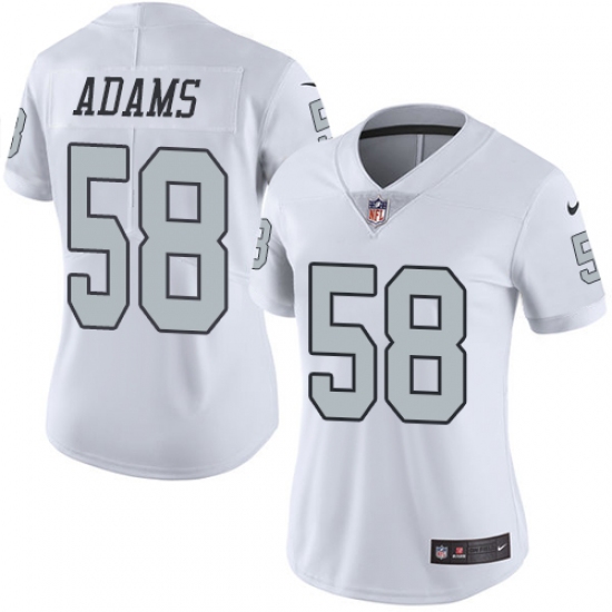 Women's Nike Oakland Raiders 58 Tyrell Adams Limited White Rush Vapor Untouchable NFL Jersey