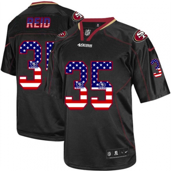 Men's Nike San Francisco 49ers 35 Eric Reid Elite Black USA Flag Fashion NFL Jersey