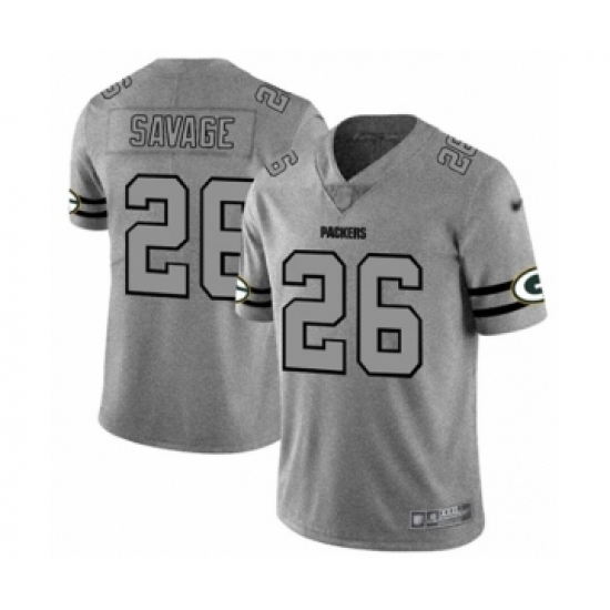 Men's Green Bay Packers 26 Darnell Savage Jr. Limited Gray Team Logo Gridiron Limited Football Jersey
