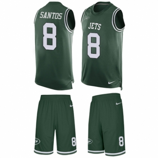 Men's Nike New York Jets 8 Cairo Santos Limited Green Tank Top Suit NFL Jersey