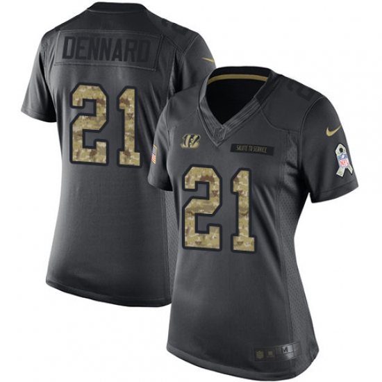 Women's Nike Cincinnati Bengals 21 Darqueze Dennard Limited Black 2016 Salute to Service NFL Jersey