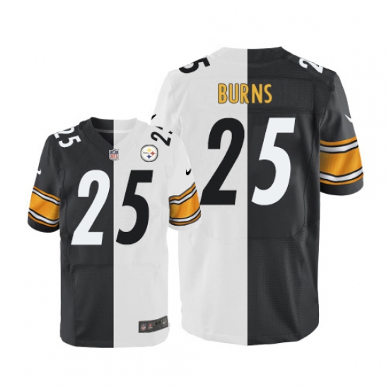 Men's Nike Pittsburgh Steelers 25 Artie Burns Elite Black/White Split Fashion NFL Jersey