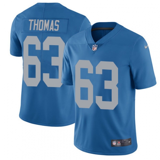 Men's Nike Detroit Lions 63 Brandon Thomas Limited Blue Alternate Vapor Untouchable NFL Jersey