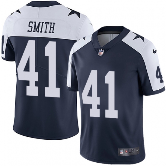 Men's Nike Dallas Cowboys 41 Keith Smith Navy Blue Throwback Alternate Vapor Untouchable Limited Player NFL Jersey