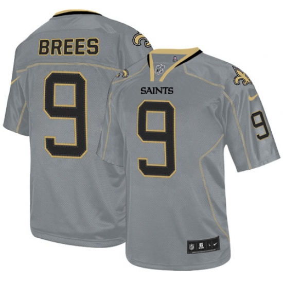 Men's Nike New Orleans Saints 9 Drew Brees Elite Lights Out Grey NFL Jersey