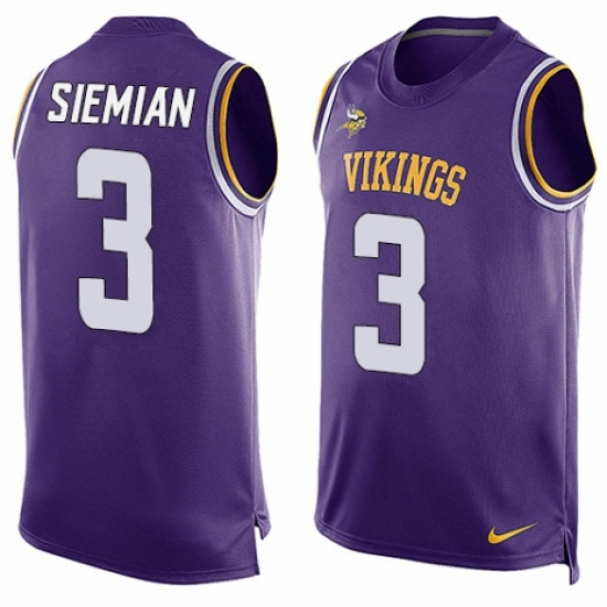 Men's Nike Minnesota Vikings 3 Trevor Siemian Limited Purple Player Name & Number Tank Top NFL Jersey