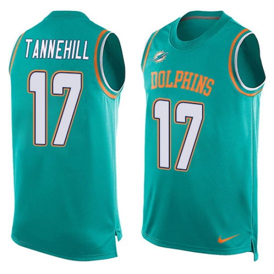 Men's Nike Miami Dolphins 17 Ryan Tannehill Limited Aqua Green Player Name & Number Tank Top NFL Jersey