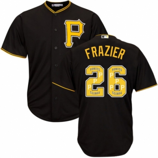 Men's Majestic Pittsburgh Pirates 26 Adam Frazier Authentic Black Team Logo Fashion Cool Base MLB Jersey