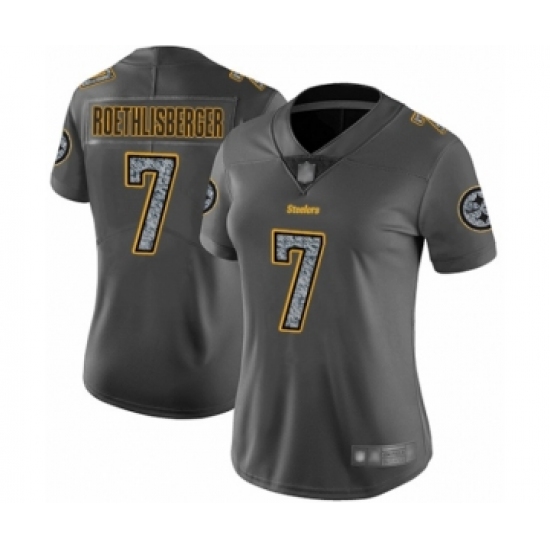 Women's Pittsburgh Steelers 7 Ben Roethlisberger Limited Gray Static Fashion Football Jersey