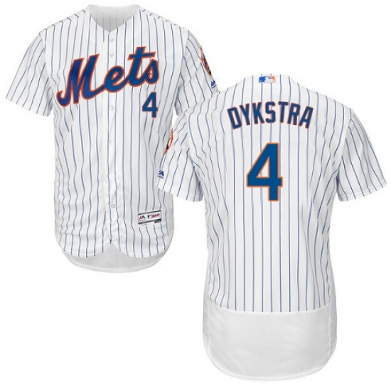 Men's Majestic New York Mets 4 Lenny Dykstra White Home Flex Base Authentic Collection MLB Jersey