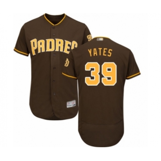 Men's San Diego Padres 39 Kirby Yates Brown Alternate Flex Base Authentic Collection Baseball Jersey