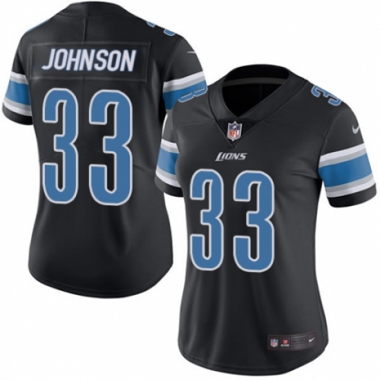 Women's Nike Detroit Lions 33 Kerryon Johnson Limited Black Rush Vapor Untouchable NFL Jersey