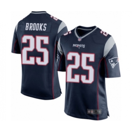 Men's New England Patriots 25 Terrence Brooks Game Navy Blue Team Color Football Jersey