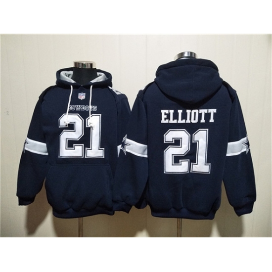 Men's Dallas Cowboys 21 Ezekiel Elliott Navy Ageless Must-Have Lace-Up Pullover Hoodie