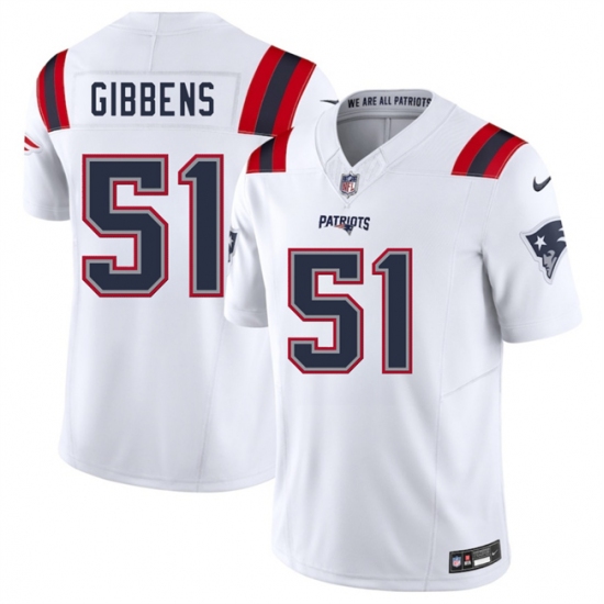 Men's New England Patriots 51 Jack Gibbens White 2025 F.U.S.E. Vapor Limited Football Stitched Jersey