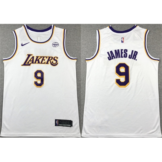 Men's Los Angeles Lakers 9 Bronny James Jr. White 2024 Draft Icon Edition Stitched Basketball Jersey