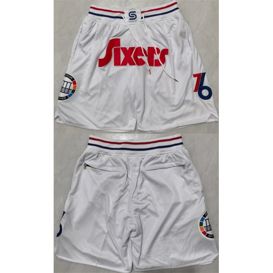 Mens Philadelphia 76ers White Shorts (Run Small)