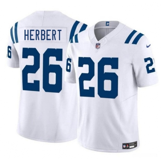 Men's Indianapolis Colts 26 Khalil Herbert White 2025 F.U.S.E. Vapor Limited Football Stitched Jersey