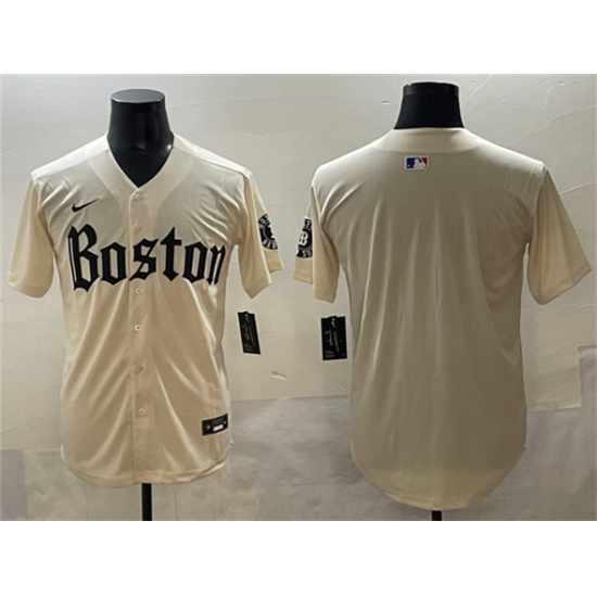 Men's Boston Red Sox Blank Cream Gothic Vapor Limited Stitched Baseball Jersey