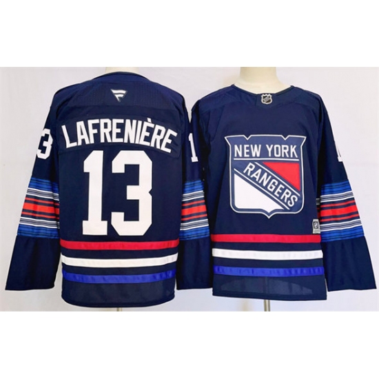 Men's New York Rangers 13 Alexis Lafreniere Navy 2024-25 Stitched Jersey