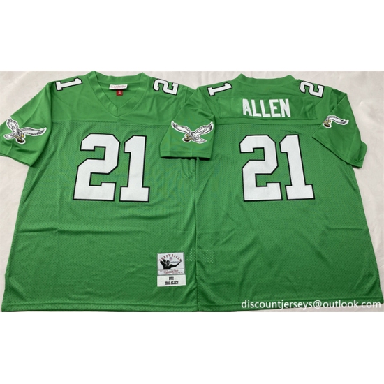 Men's Philadelphia Eagles 21 Eric Allen Kelly Green Throwback Stitched Football Jersey