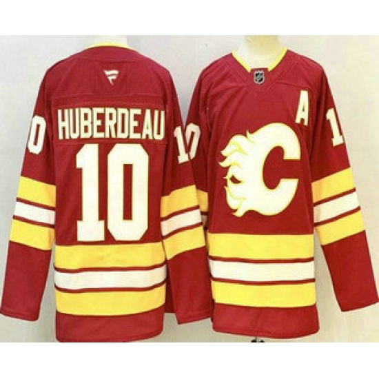 Men's Calgary Flames 10 Jonathan Huberdeau Red Authentic Jersey