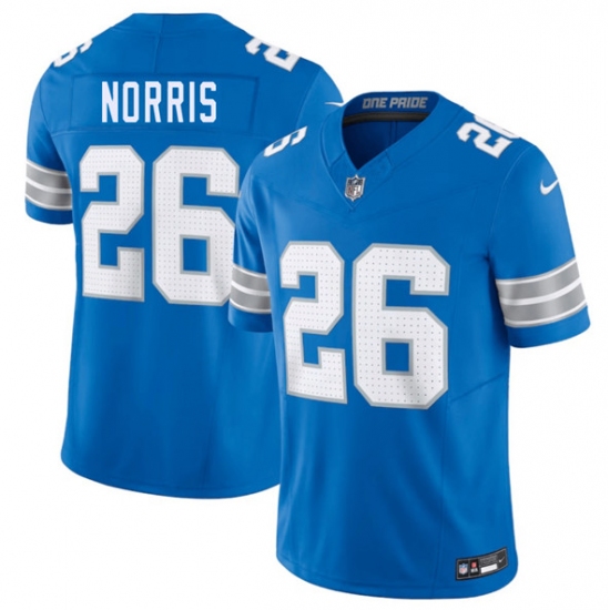 Men's Detroit Lions 26 Morice Norris Blue 2025 F.U.S.E. Vapor Limited Football Stitched Jersey