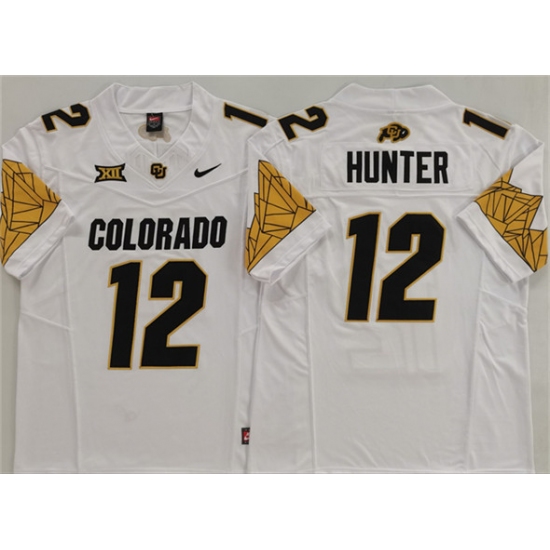 Men's Colorado Buffaloes 12 Travis Hunter White With XII 2025 F.U.S.E. Stitched Football Jersey