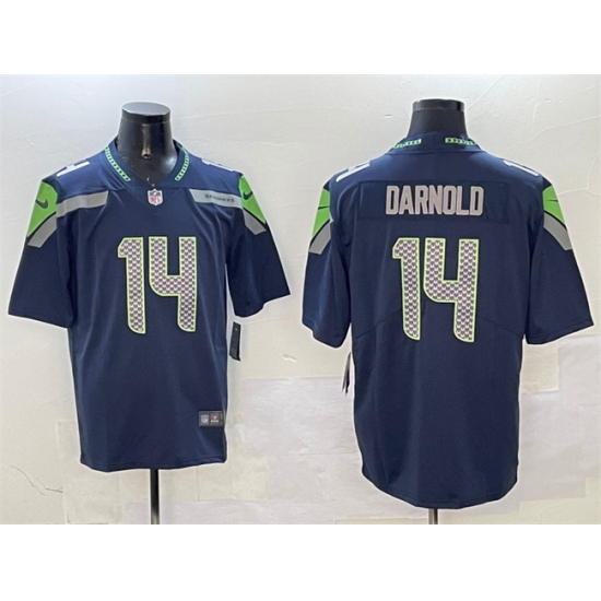 Men's Seattle Seahawks 14 Sam Darnold Navy 2025 Vapor Limited Football Stitched Jersey
