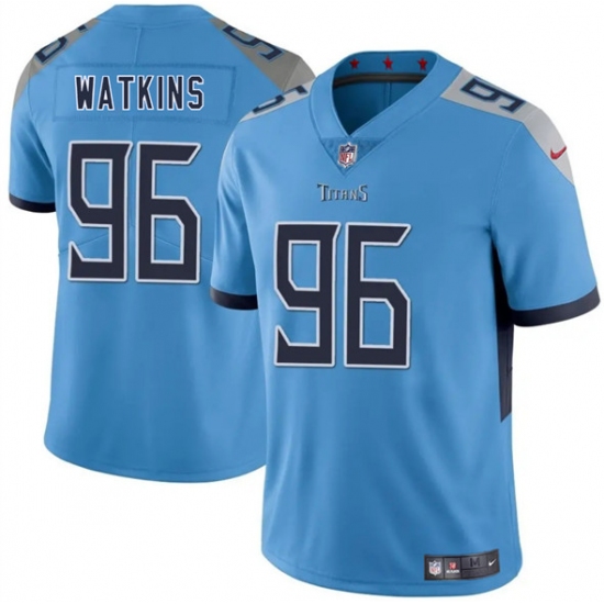 Men's Tennessee Titans 96 Carlos Watkins Blue 2025 F.U.S.E. Vapor Limited Football Stitched Jersey