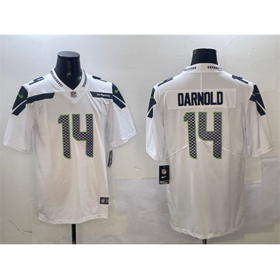 Men's Seattle Seahawks 14 Sam Darnold White 2025 Vapor Limited Football Stitched Jersey