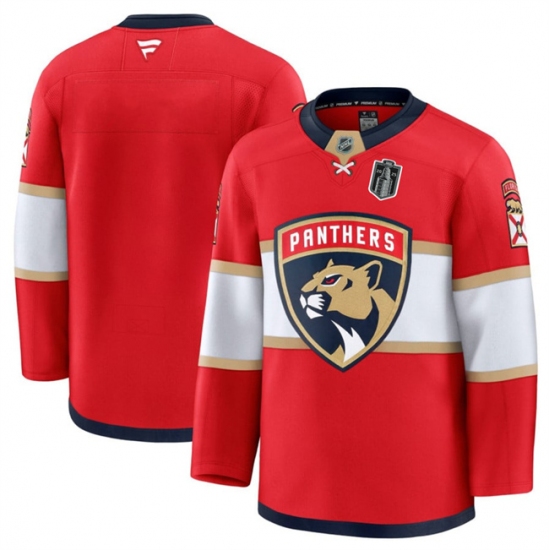 Men's Florida Panthers Blank Red 2025 Stanley Cup Final Stitched Hockey Jersey