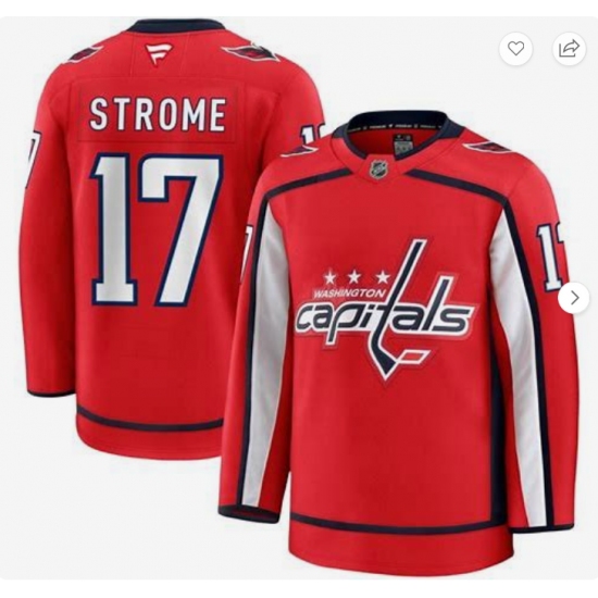 Men's Washington Capitals 17 Dylan Strome Red 2024-25 Home Stitched Hockey Jersey