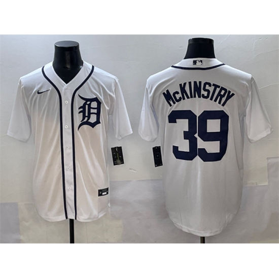 Men's Detroit Tigers 39 Zach McKinstry White Cool Base Stitched Baseball Jersey