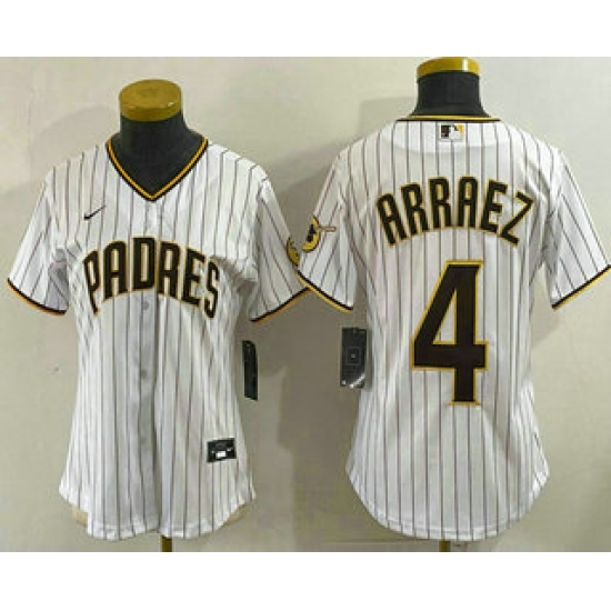 Women's San Diego Padres 4 Luis Arraez White Cool Base Stitched Jersey