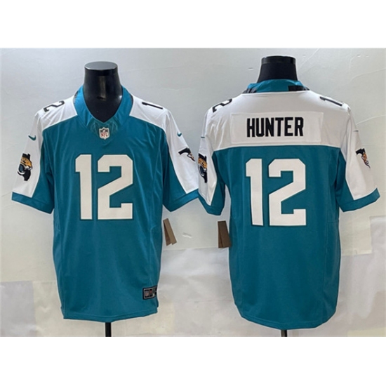 Men's Jacksonville Jaguars 12 Travis Hunter Teal White 2025 Draft F.U.S.E. Florida Vapor Untouchable Football Stitched Jersey