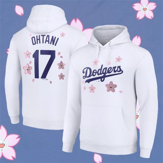 Men's Los Angeles Dodgers 17 Shohei Ohtani White 2025 Tokyo Series Pullover Hoodie
