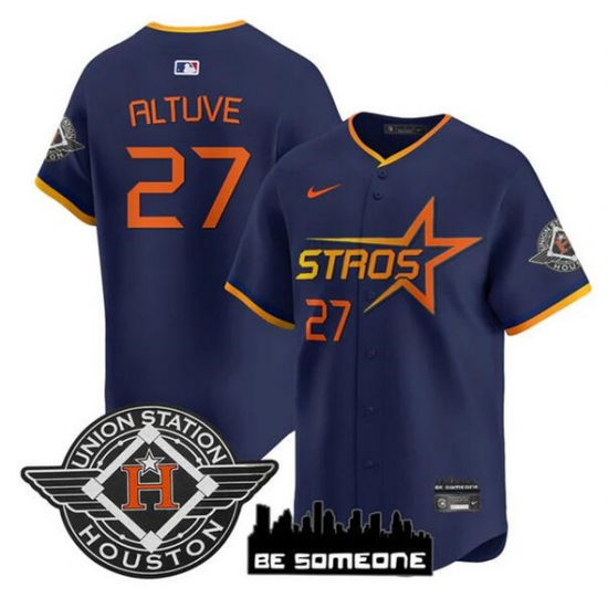 Men's Houston Astros 27 Jose Altuve Navy 2025 City Connect Limited Stitched Baseball Jersey