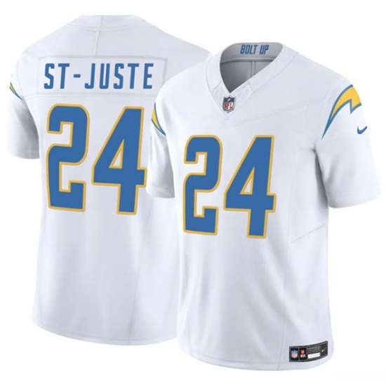 Men's Los Angeles Chargers 24 Benjamin St-Juste White 2024 F.U.S.E. Vapor Limited Football Stitched Jersey