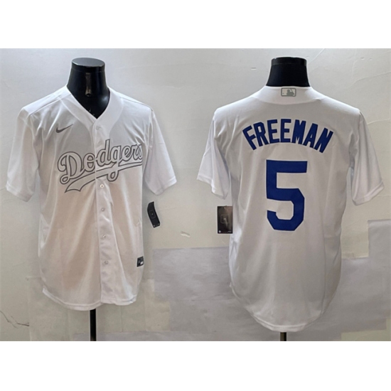 Men's Los Angeles Dodgers 5 Freddie Freeman White Fashion Cool Base Stitched Baseball Jersey