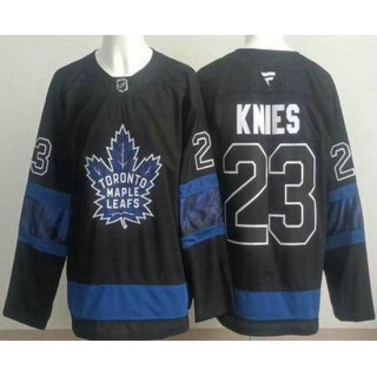 Men's Toronto Maple Leafs 23 Matthew Knies Black Alternate Authentic Jersey