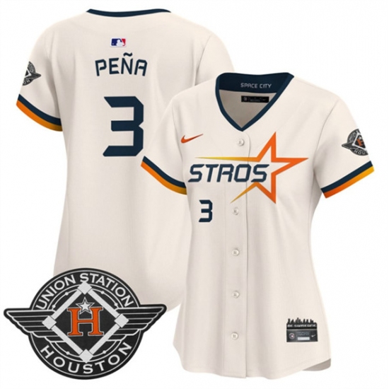 Women's Houston Astros 3 Jeremy Pena Cream 2025 City Connect Limited Stitched Baseball Jersey(Run Small)